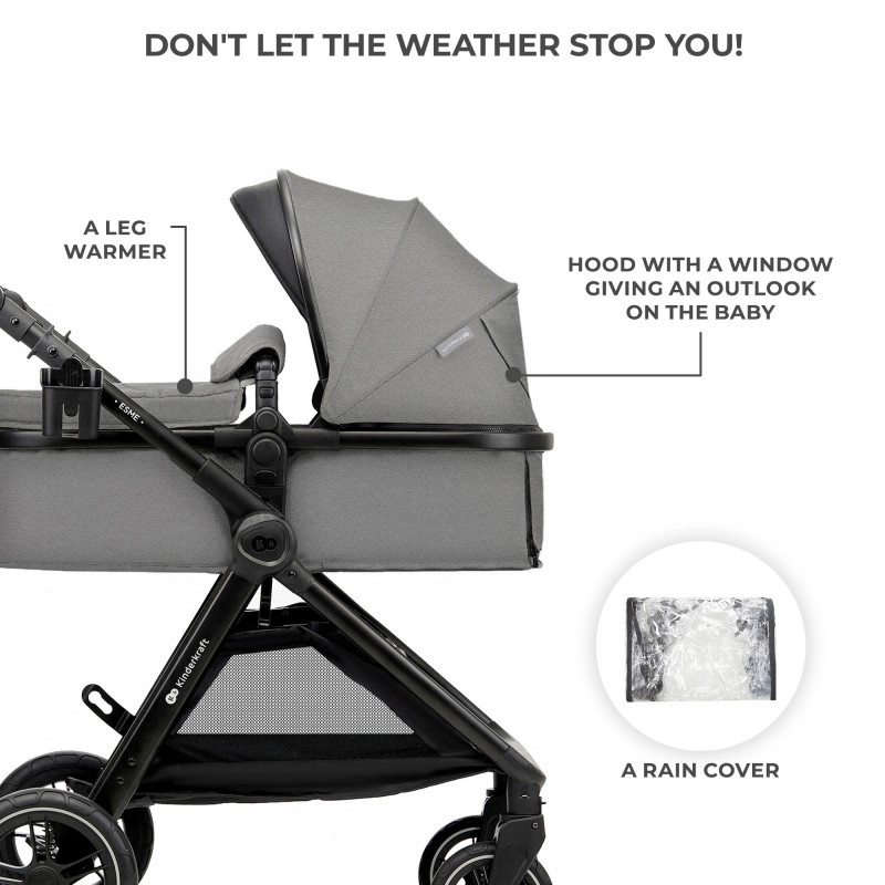 Універсальна коляска 3 в 1 Kinderkraft Esme Moonlight Grey KSESME00GRY3000