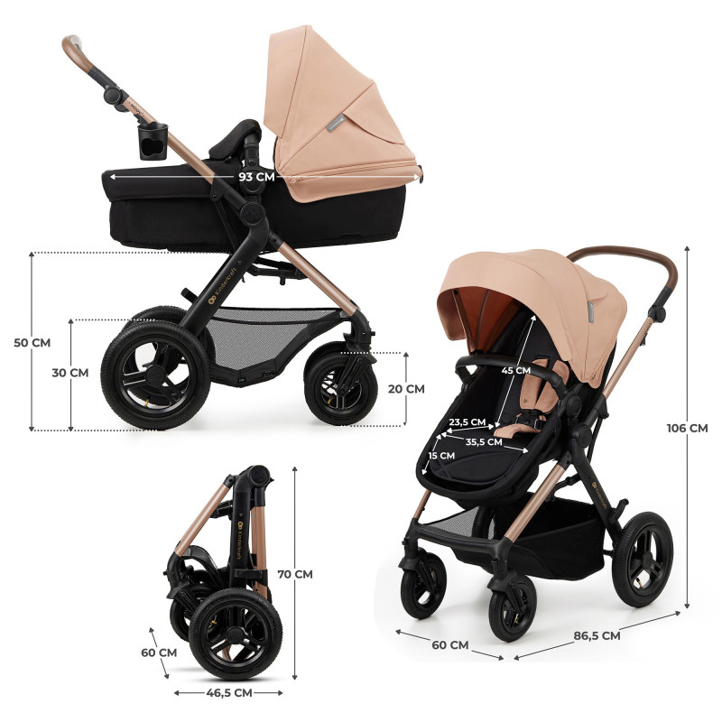 Універсальна коляска 3 в 1 Kinderkraft Moov 2 Air Sand Beige KSMOOV02BEG0000