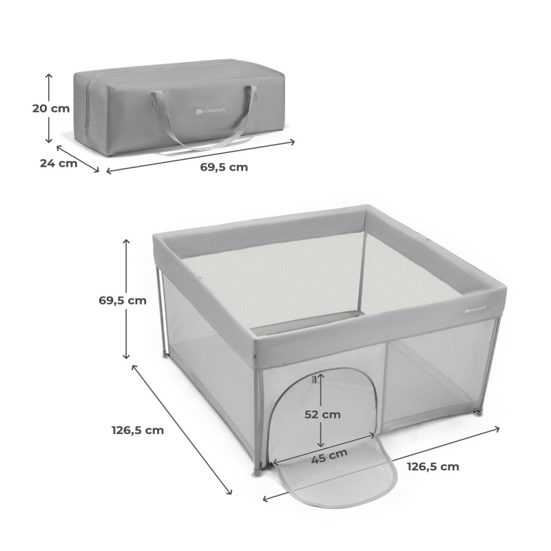 Манеж Kinderkraft Ziki Grey KLZIKI00GRY0000