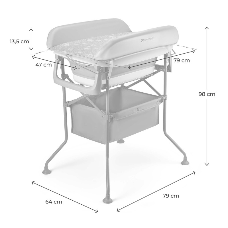 Столик для пеленання з ванночкою Kinderkraft Bubbly Grey KABUBB00GRY0000