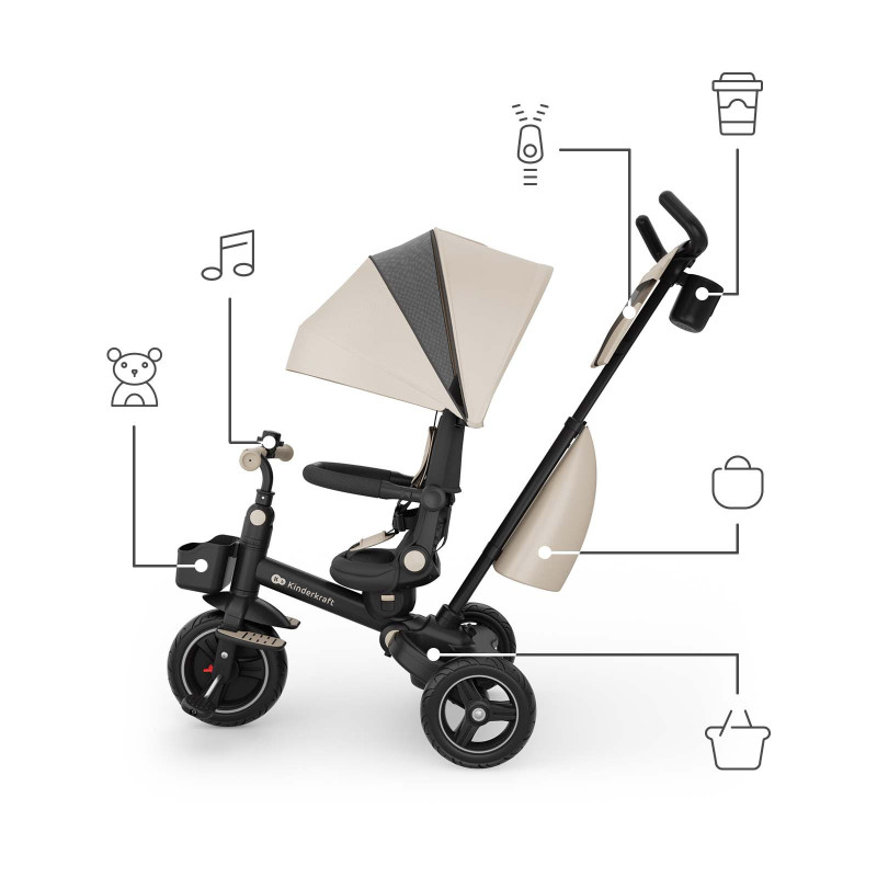 Триколісний велосипед Kinderkraft Spinstep 2 Plus Beige KRSPST02BEGPL00
