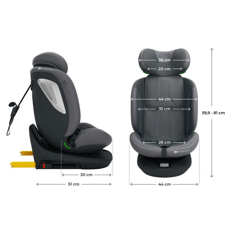 Автокрісло Kinderkraft i-Grow 2 Plus i-Size Grey KCIGRO02GRYPL00