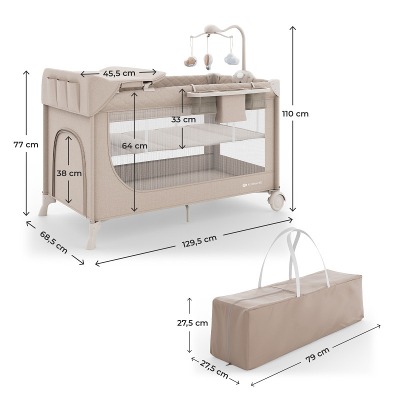 Ліжко-манеж з пеленатором Kinderkraft Leody Up Beige KCLEODUPBEG00AC