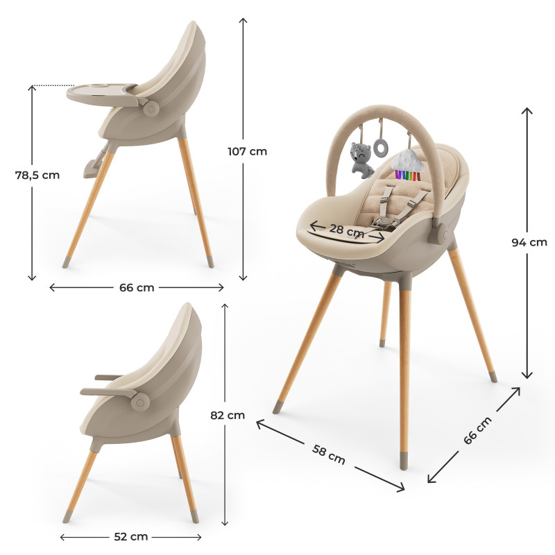Стільчик для годування 2 в 1 Kinderkraft Fini Up Beige KHFINIUPBEG0000