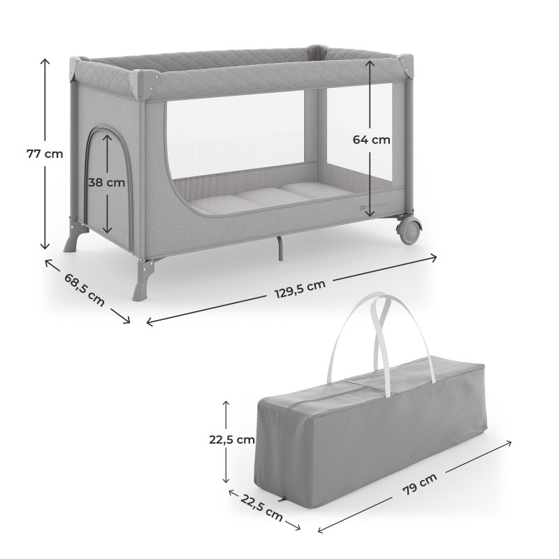 Ліжко-манеж Kinderkraft Leody Up Grey KCLEODUPGRY0000