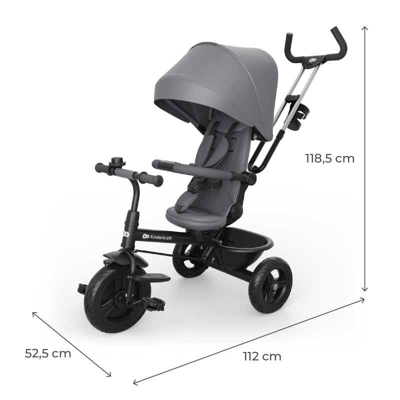 Триколісний велосипед Kinderkraft Aston 2 Plus Grey KRASTO02GRYPL00