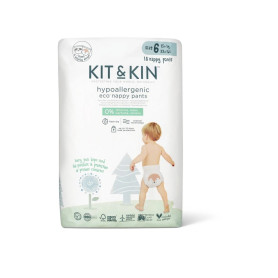 Підгузки KIT&KIN Еко трусики розмір 6 18 шт/уп, 15 кг, Єнот/Їжак