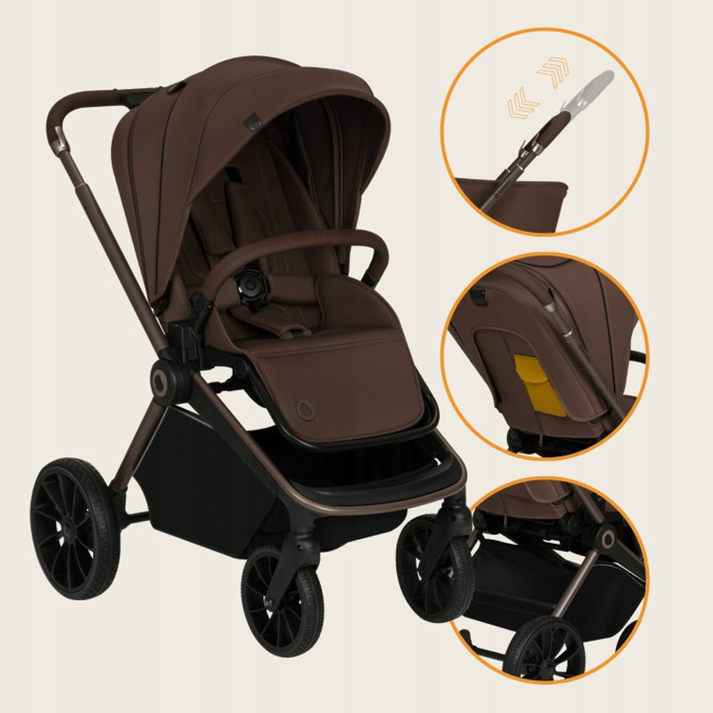 Універсальна коляска 3 в 1 Lionelo Mika Plus 3In1 Mocha Mousse