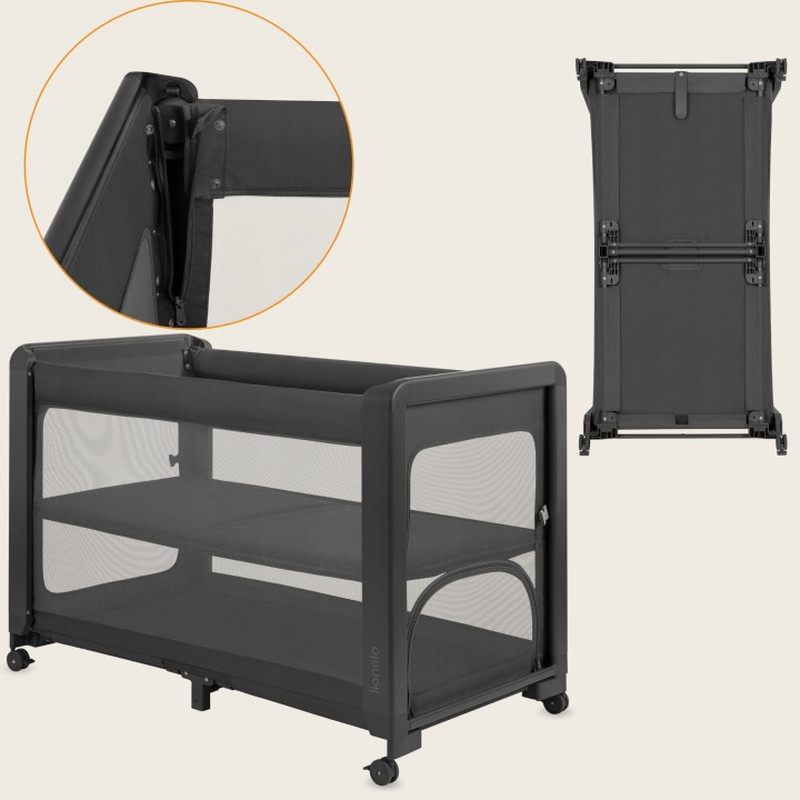 Ліжечко 3 в 1 Lionelo Patty Grey Graphite