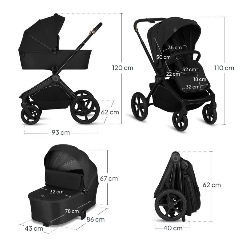 Універсальна Коляска 2 в 1 Lionelo Freya 2In1 Black Onyx