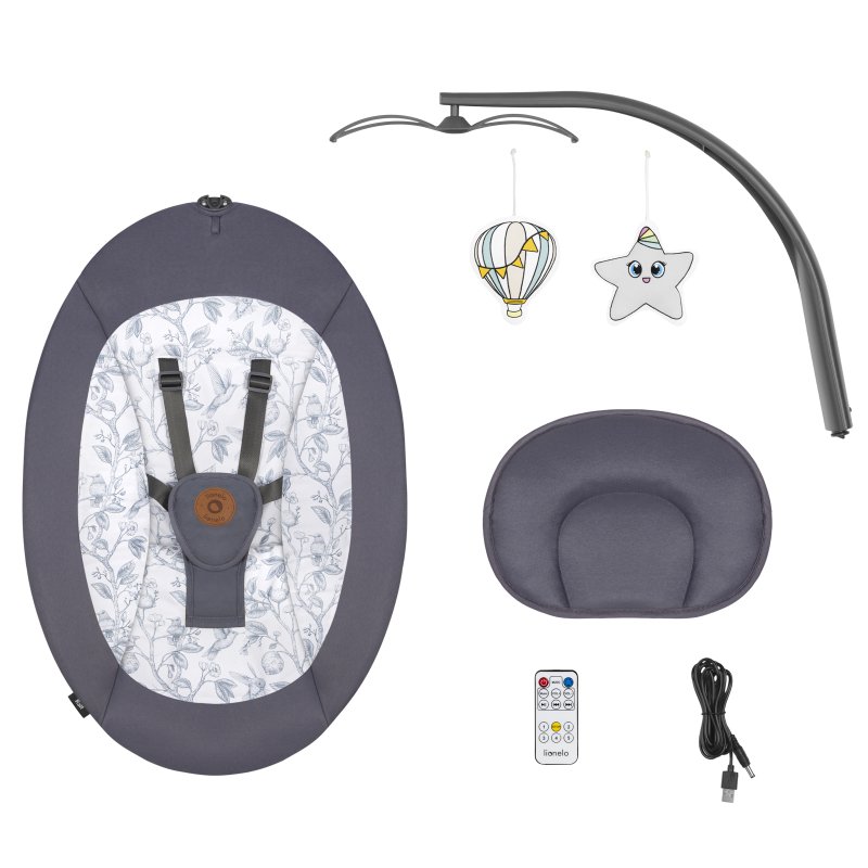 Шезлонг Lionelo Ralf Grey White Крісло-гойдалка