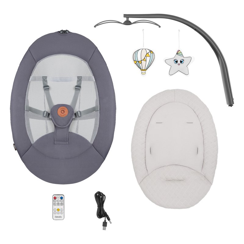 Крісло-гойдалка Lionelo Rina Grey Concrete