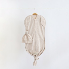 Пелюшка MagBaby Безрозмірна на блискавці з шапочкою Каспер бежева
