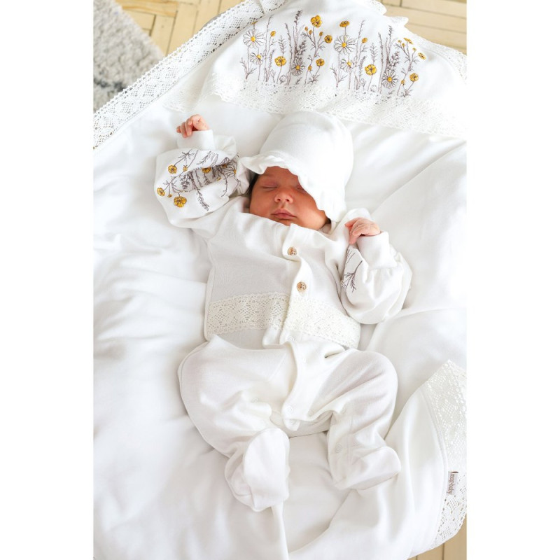 Чоловічки MagBaby з шапочкою Wild flowers, 74 розмір, 6-9 міс молочний