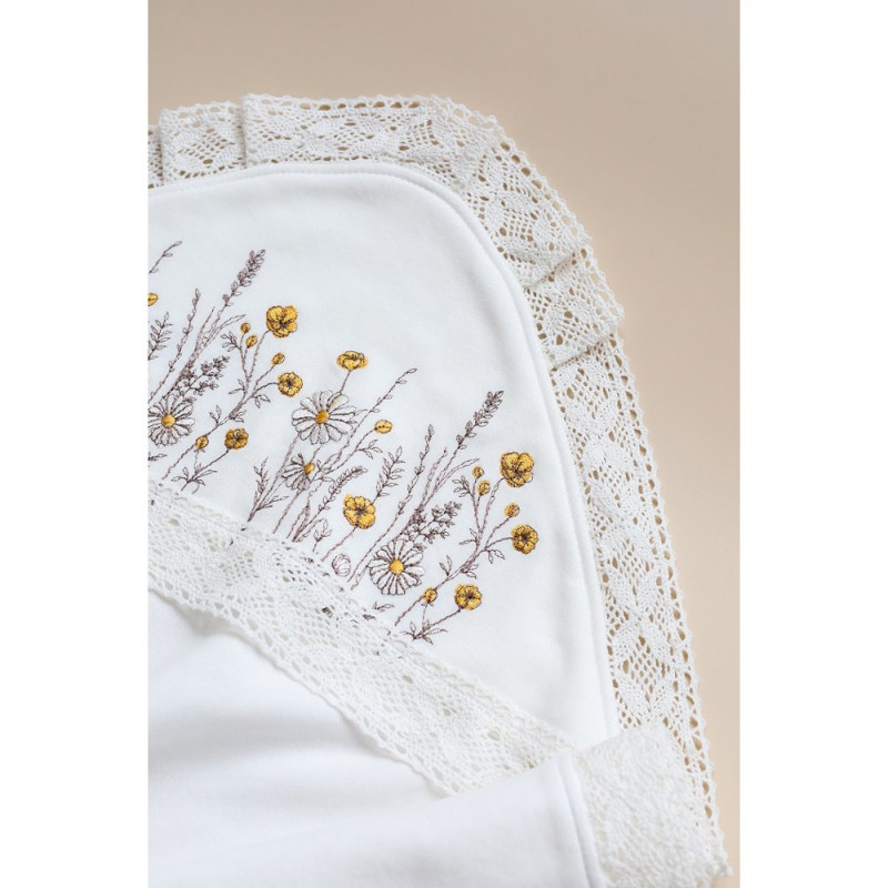 Плед MagBaby на виписку та хрещення Wild flowers молочний