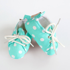 Пінетки MagBaby бавовняні 6-12 міс бірюзові в горох