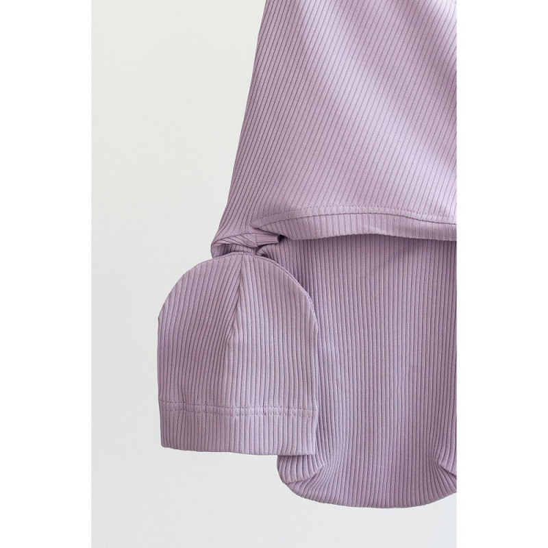 Пелюшка MagBaby Євро на липучках з шапочкою Strip, 0-3 міс бузкова