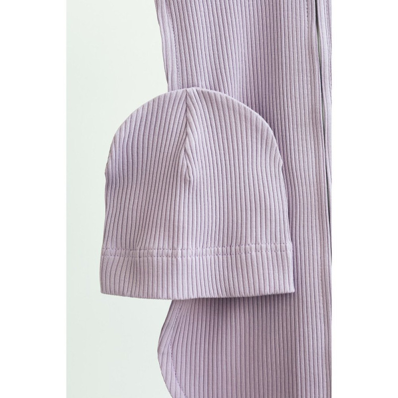 Пелюшка MagBaby Євро на блискавці з шапочкою Strip, 0-3 міс бузкова