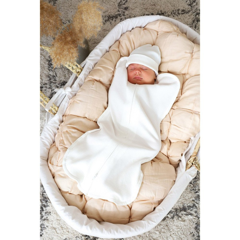 Пелюшка MagBaby Євро на блискавці з шапочкою Strip, 3-6 міс молочна