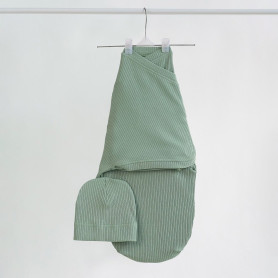 Пелюшка MagBaby Євро на липучках з шапочкою Strip, 0-3 міс лаврова