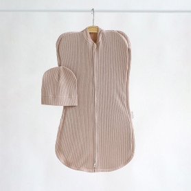 Пелюшка MagBaby Євро на блискавці з шапочкою Strip, 3-6 міс моко