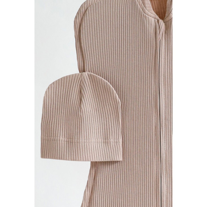 Пелюшка MagBaby Євро на блискавці з шапочкою Strip, 3-6 міс моко