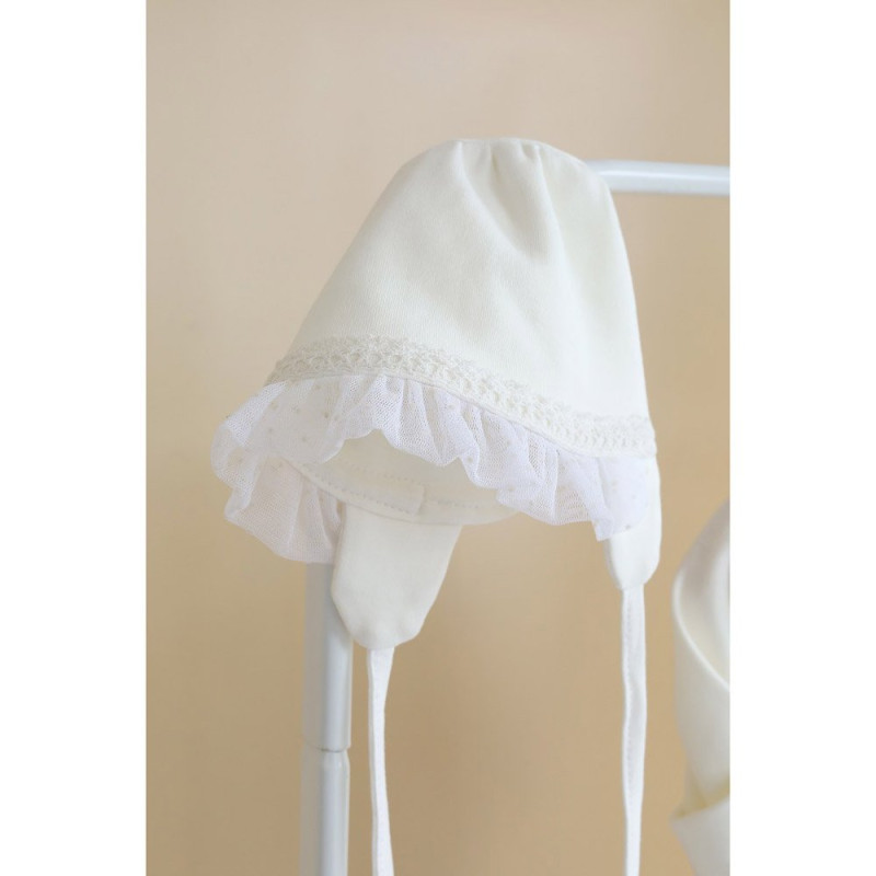 Чоловічки MagBaby з шапочкою з фатином Ursula, 56 розмір, 0-1 міс молочний