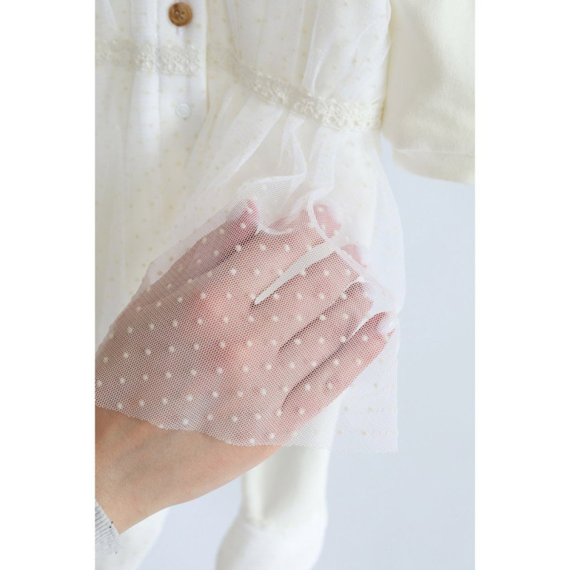 Чоловічки MagBaby з шапочкою з фатином Ursula, 56 розмір, 0-1 міс молочний