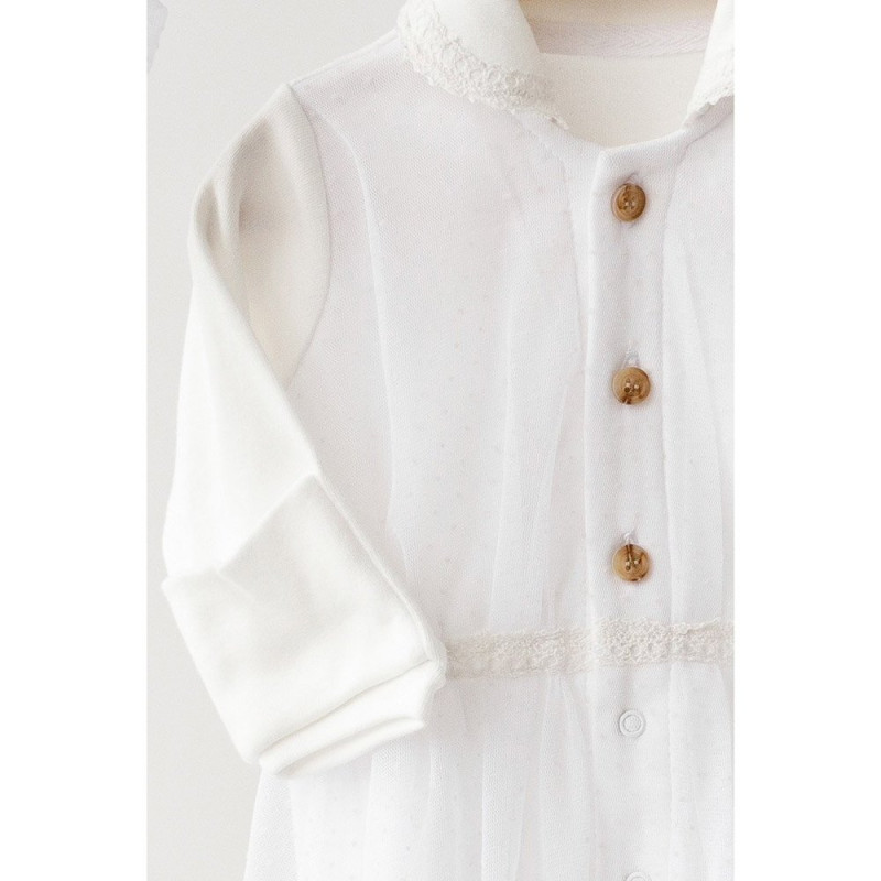 Чоловічки MagBaby з шапочкою з фатином Ursula, 56 розмір, 0-1 міс молочний