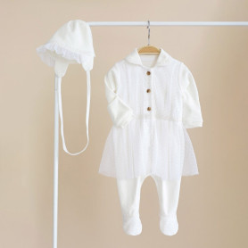 Чоловічки MagBaby з шапочкою з фатином Ursula, 62 розмір, 0-3 міс молочний