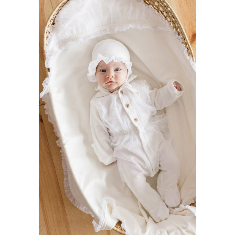 Чоловічки MagBaby з шапочкою з фатином Ursula, 74 розмір, 6-9 міс молочний