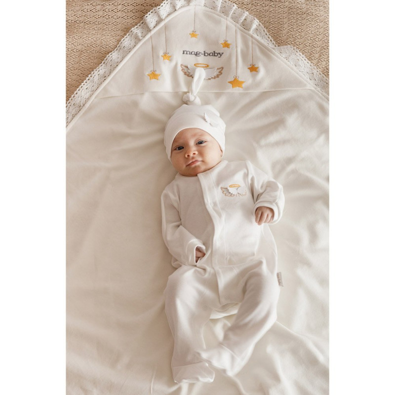 Плед MagBaby на виписку та хрещення Wings молочний