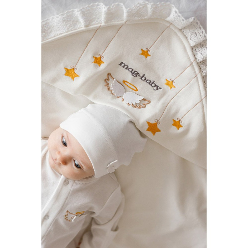 Плед MagBaby на виписку та хрещення Wings молочний