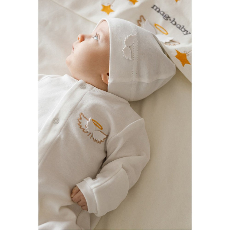 Чоловічки MagBaby з шапочкою Wings, 62 розмір, 0-3 міс молочний