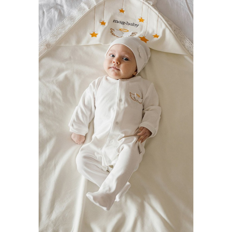 Чоловічки MagBaby з шапочкою Wings, 74 розмір, 6-9 міс молочний