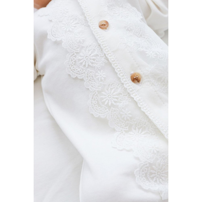 Чоловічки MagBaby з шапочкою з мереживом Lace, 68 розмір, 3-6 міс молочний