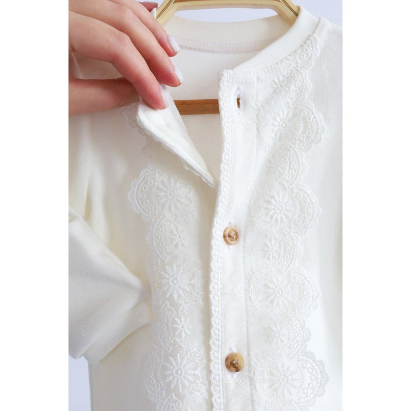 Чоловічки MagBaby з шапочкою з мереживом Lace, 68 розмір, 3-6 міс молочний