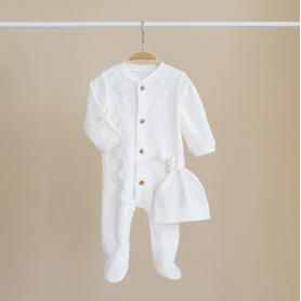 Чоловічки MagBaby з шапочкою з мереживом Lace, 74 розмір, 6-9 міс молочний