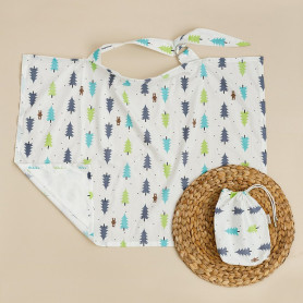 Слинявчик MagBaby Накидка для годування з сумочкою-чохлом зелений ліс