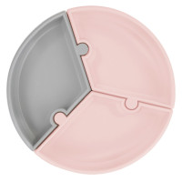 Тарілка MinikOiOi Секційна на присосці силіконова Puzzle Pinky Pink / Powder Grey