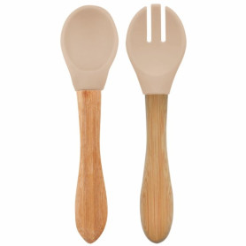 Ложка MinikOiOi та виделка силіконові Dig In Beige