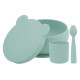 Тарілка MinikOiOi Набір для годування силіконовий миска з кришкою, чашка, ложка BLW Set I River Green