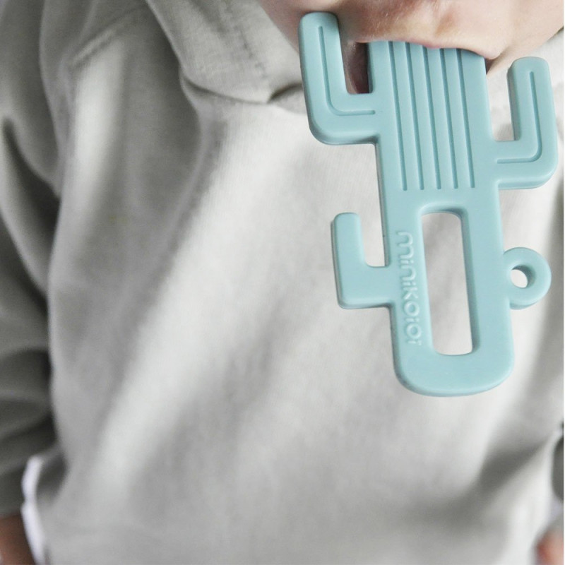 Пустушка MinikOiOi Прорізувач для зубів силіконовий Cactus - Aqua Green