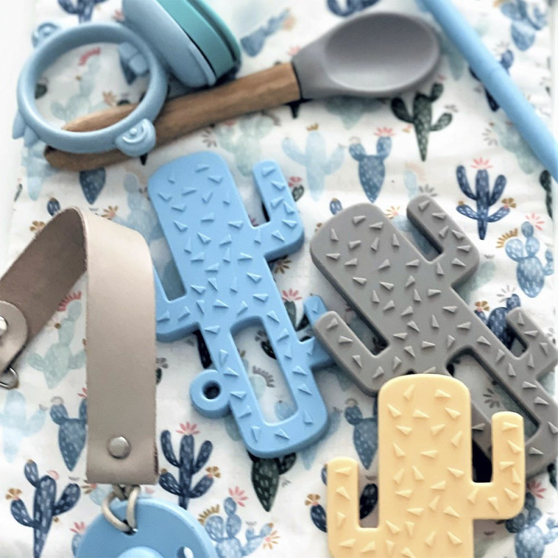 Пустушка MinikOiOi Прорізувач для зубів силіконовий Cactus - Mineral Blue