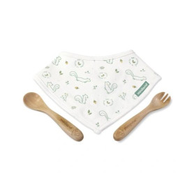 Набір столових приборів Miniland Еко - дерев'яних зі слинявчиком Natur Picneat Chip