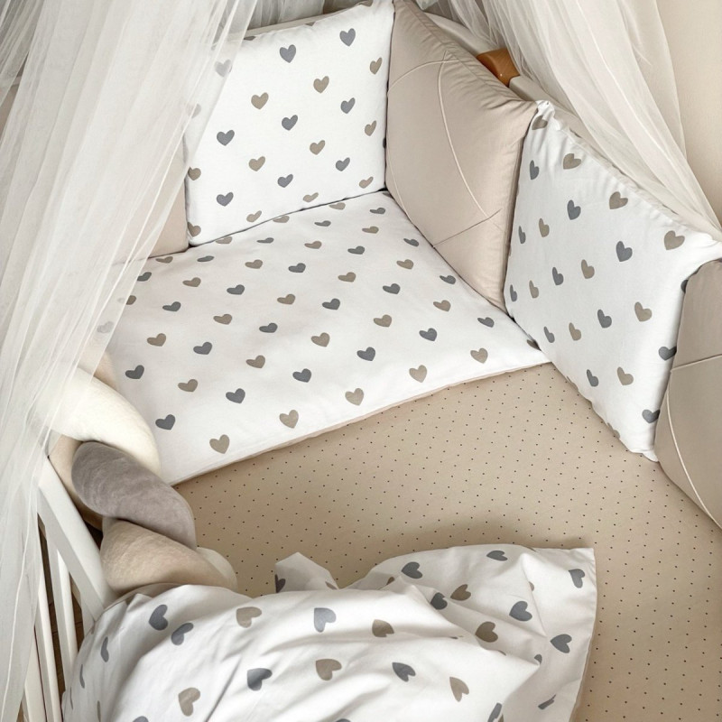 Постільна білизна Msonya Happy night Сердечка сіро-бежеві