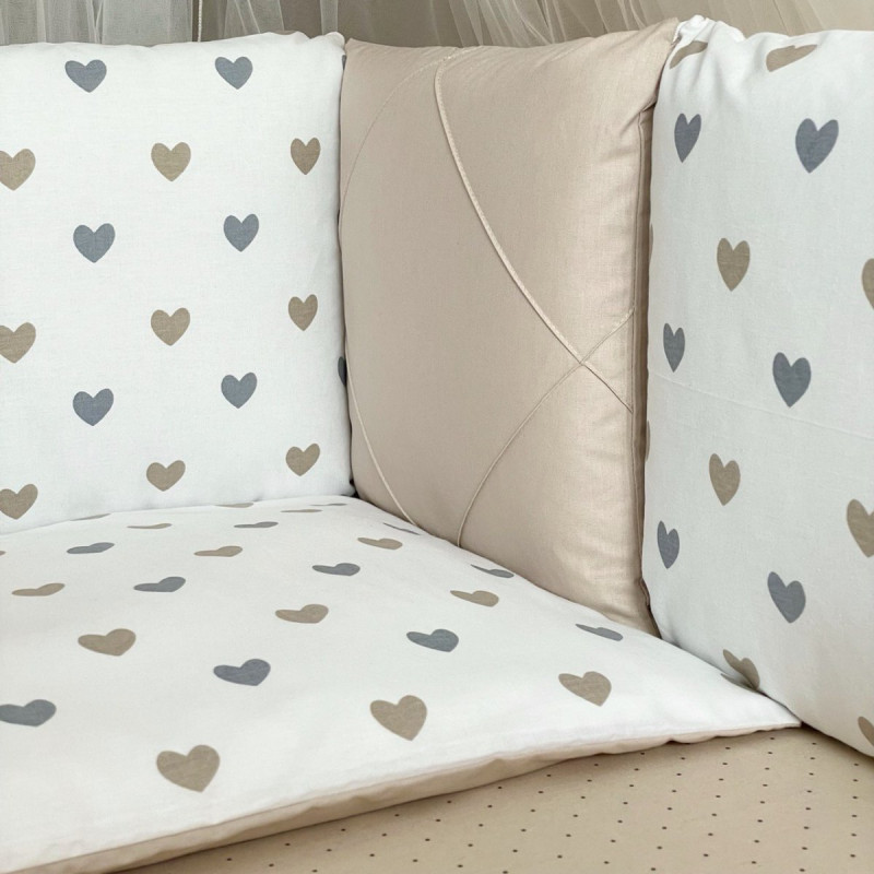 Постільна білизна Msonya Happy night Сердечка сіро-бежеві