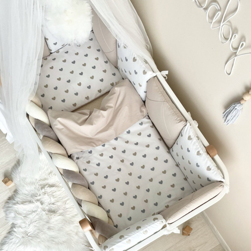 Постільна білизна Msonya Happy night Сердечка сіро-бежеві