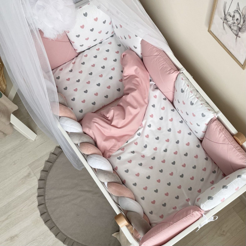 Постільна білизна Msonya Happy night Сердечка пудрові