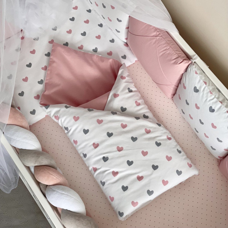 Постільна білизна Msonya Happy night Сердечка пудрові